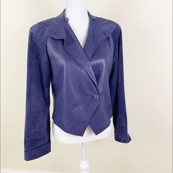 GUCCI Vintage Leather and Suede Button Jacket